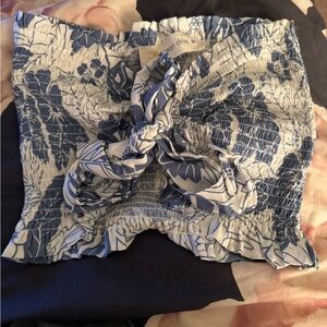 Ocean drive medium floral tie tube top